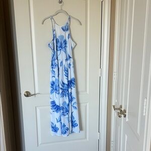 Blue Floral Maxi Jeans Dress - Women